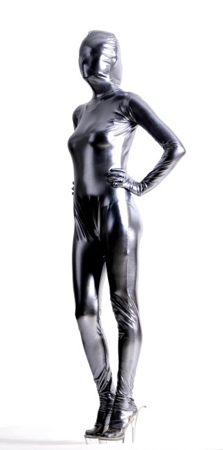 Woman silver bodysuit daphne allen - shiny free wallpaper for mobile