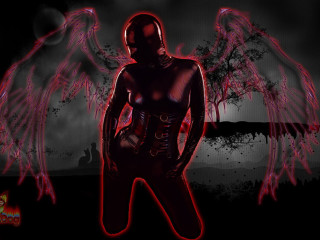 Woman wings dark background red - her body free wallpaper for desktop