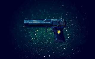 Blue yellow gun yellow button - blender and photoshop free wallpaper