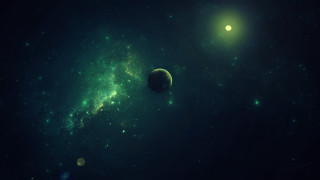 Space scene planet star background 3 - green light free wallpaper for desktop