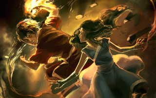Group fire water painting people - arcane free wallpaper