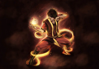 Man red yellow outfit flame - his waist free wallpaper