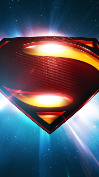 Superman logo bright light blue - shining free wallpaper for mobile