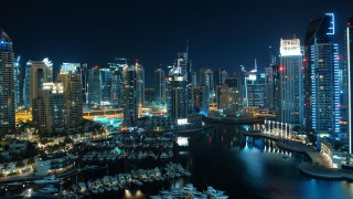 City skyline night boats water 2 - the building free wallpaper
