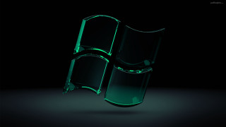 Green glass holography 3d render - the dark room free wallpaper for desktop