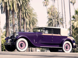 Purple car palm trees building - art deco free wallpaper