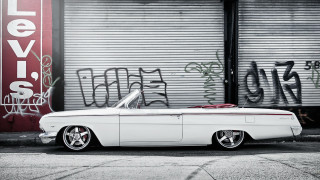 White car garage graffiti red - clean line free wallpaper