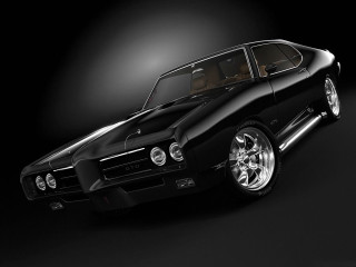 Black muscle car dark room - a spotlight free wallpaper