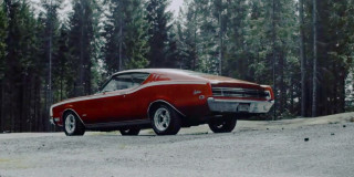 Red car parking lot trees - a white sky free wallpaper