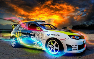 Graffiti car sunset parking lot - a sunset behind free wallpaper