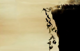 Birds flying cliff sky sun - banksy free wallpaper