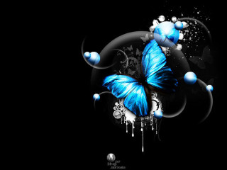 Blue butterfly bubbles gothic airbrush - a blue butterfly free wallpaper