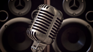 Microphone speakers wall background sound - studio light free wallpaper for desktop