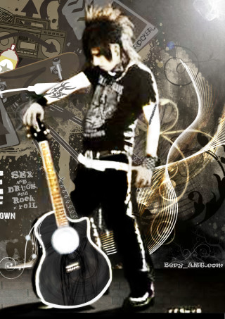 Man guitar wall guitar gothic - punk art free wallpaper