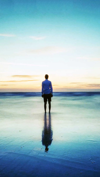 Man beach ocean sunset silhouette - sunrise free wallpaper for mobile