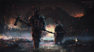 Man holding sword rain background - a sword in the rain free wallpaper