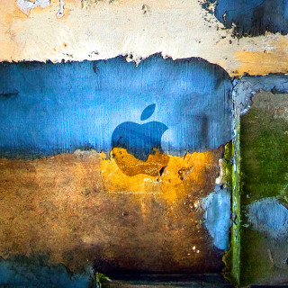 Apple logo peeling paint wall - paint free wallpaper for tablet