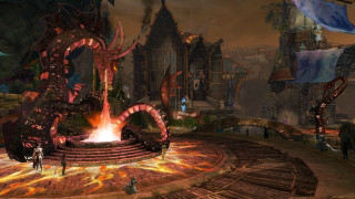 Fantasy fire pit man standing - a fire free wallpaper