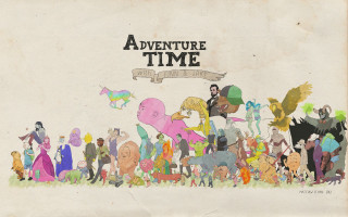 Adventure time group people banner - a drawing of a group free wallpaper