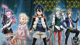 Anime characters group blue background 17 - a triangle free wallpaper