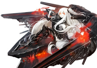 Woman white hair black wings - a sword and a sword free wallpaper