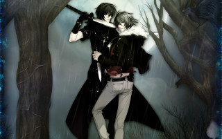 Couple people rain swords wolf - the rain free wallpaper