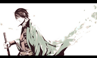 Man sword white background paint - shin hanga free wallpaper