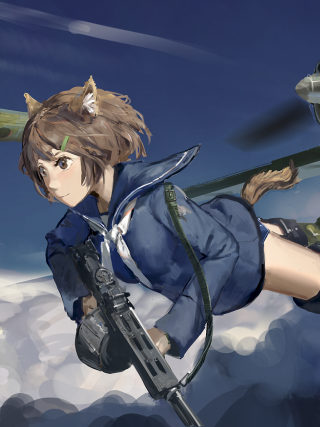 Anime character flying gun air - a gun free wallpaper for mobile