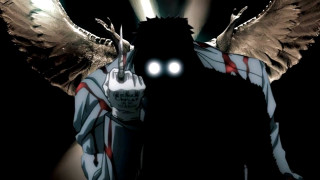 Man wings flashlight demon face - his body free wallpaper