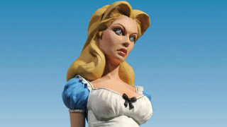 Statue woman blue dress bow - an art deco sculpture free wallpaper