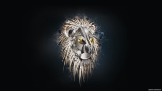 Lion head black background white - android jones free wallpaper for desktop