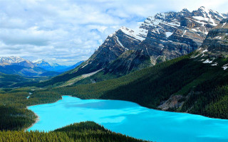 Blue lake mountains trees canada - a blue lake free wallpaper