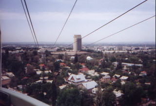 Cable car city view buildings - cable wire free wallpaper