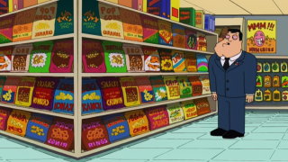 Cartoon man store shelf cereals - doug ohlson free wallpaper