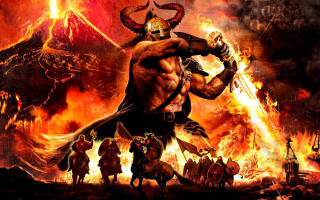 Man sword fire mountain men - boris vallejo free wallpaper