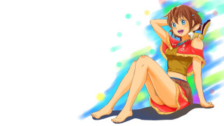 Woman sitting ground legs crossed 3 - a colorful background free wallpaper