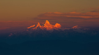 Mountain range sunset clouds background - bengal school of art free wallpaper