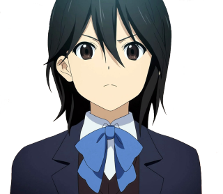 Woman black hair blue bow - a suit free wallpaper