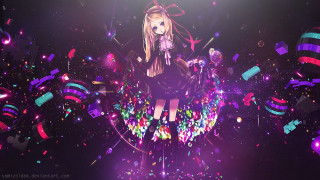 Girl microphone confetti streamers background - a microphone free wallpaper