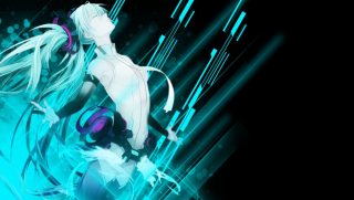 Woman headphones black background blue - headphone free wallpaper for desktop