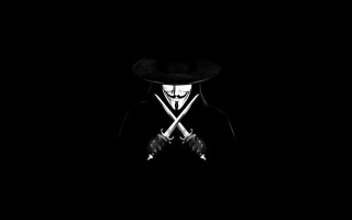 Man hat swords dark background - a white mask free wallpaper