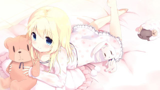 Girl teddy bear anime blush - her lap free wallpaper