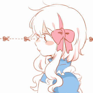 Girl pinkbow blueDress lineart symmetrical - symmetrical eye free wallpaper for tablet