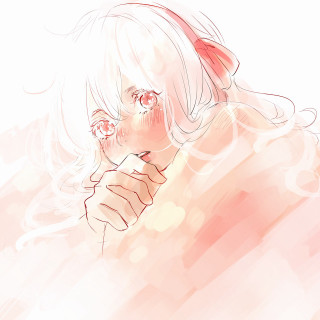 Woman red bow head red - the side free wallpaper for tablet