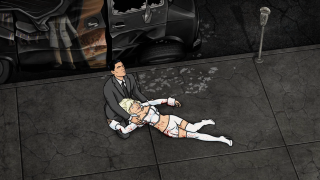 Man woman ground car bat - the ground behind them free wallpaper