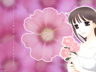 Girl holding flower pink background - a girl holding free wallpaper
