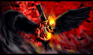 Skeleton top hat sword flames - flame free wallpaper