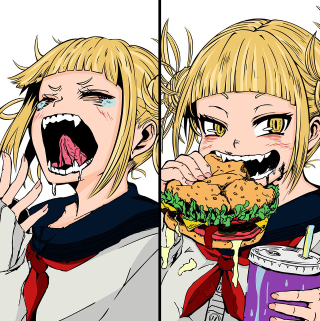 Girl eating hamburger drinking mouth - open free wallpaper for tablet