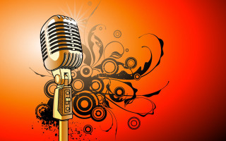 Microphone floral design red background 2 - a floral design free wallpaper for desktop