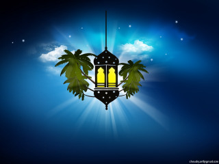 Lantern palm tree blue background - a lantern free wallpaper for desktop